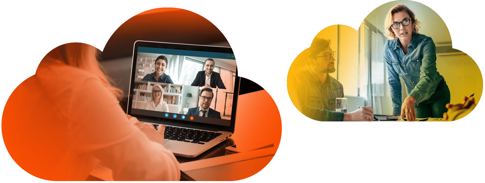 people in an office environment shown in clouds